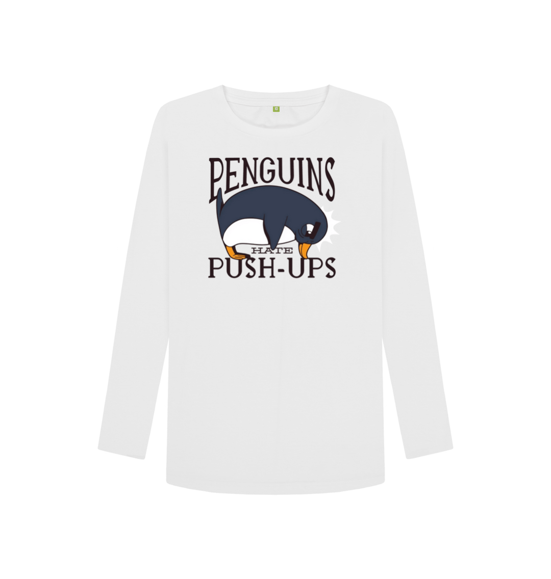 White Printed Long Sleeve T Shirt Front