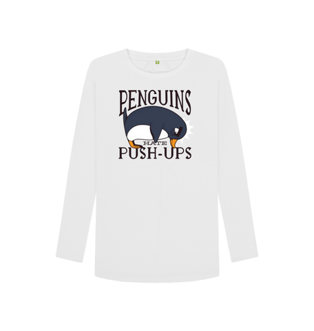 White Printed Long Sleeve T Shirt Front