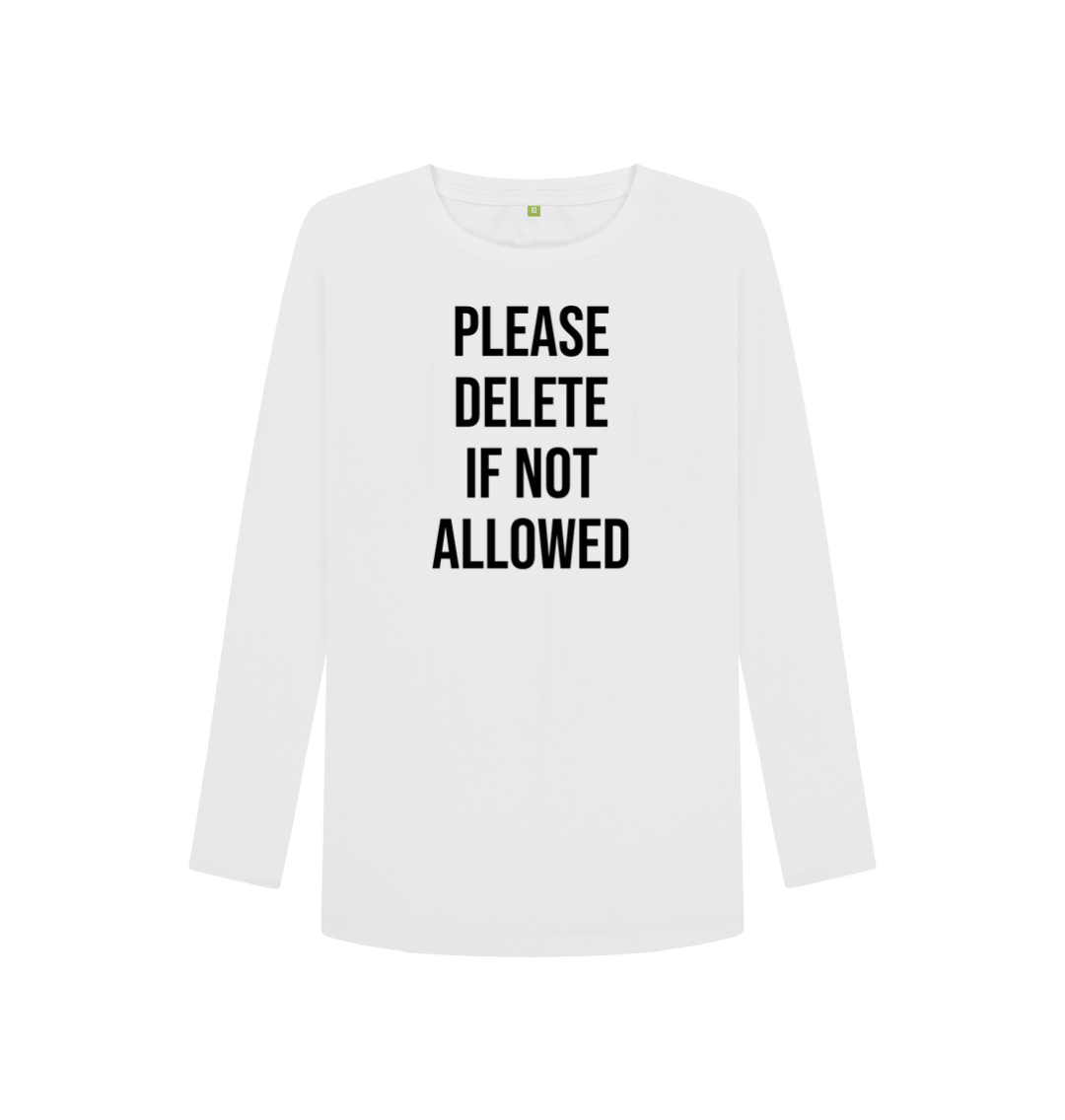 White Printed Long Sleeve T Shirt Front