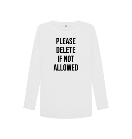 White Printed Long Sleeve T Shirt Front
