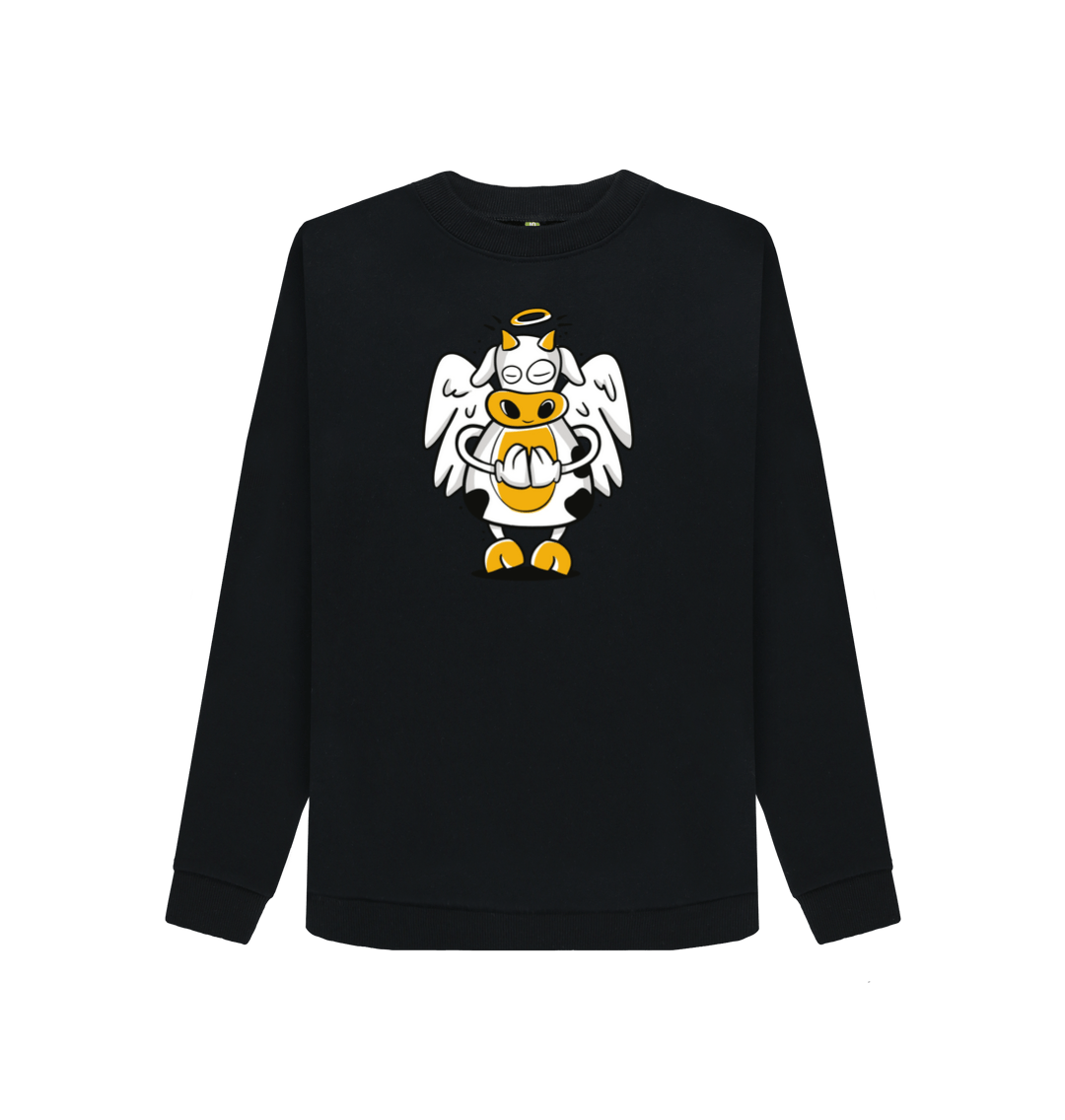 Black Printed Sweater Front