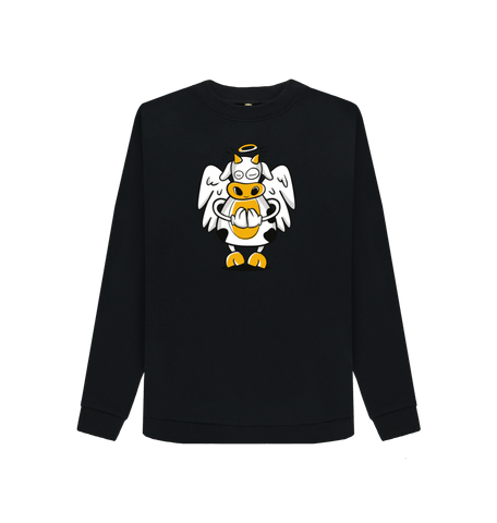 Black Printed Sweater Front