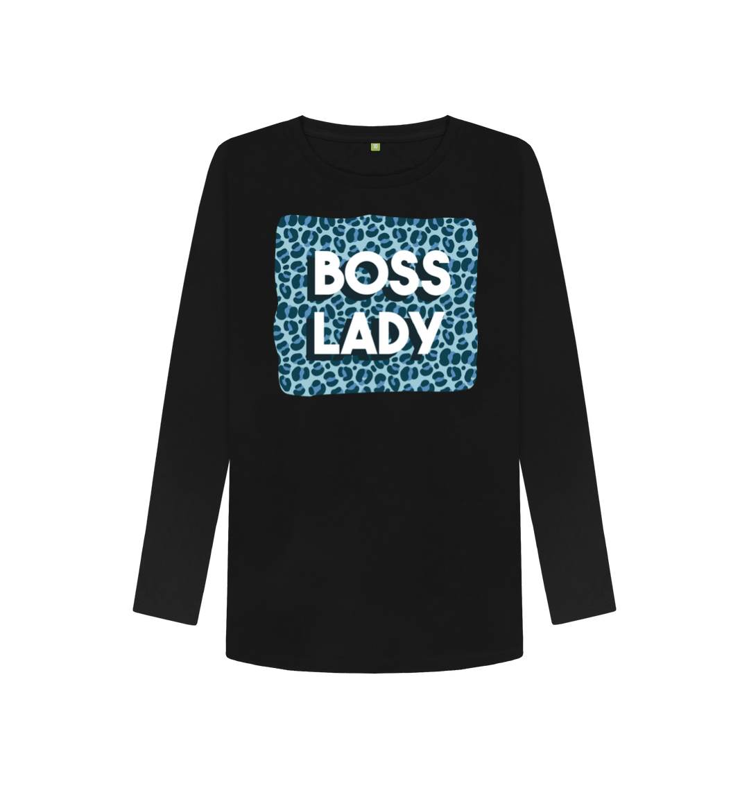 Black Printed Long Sleeve T Shirt Front