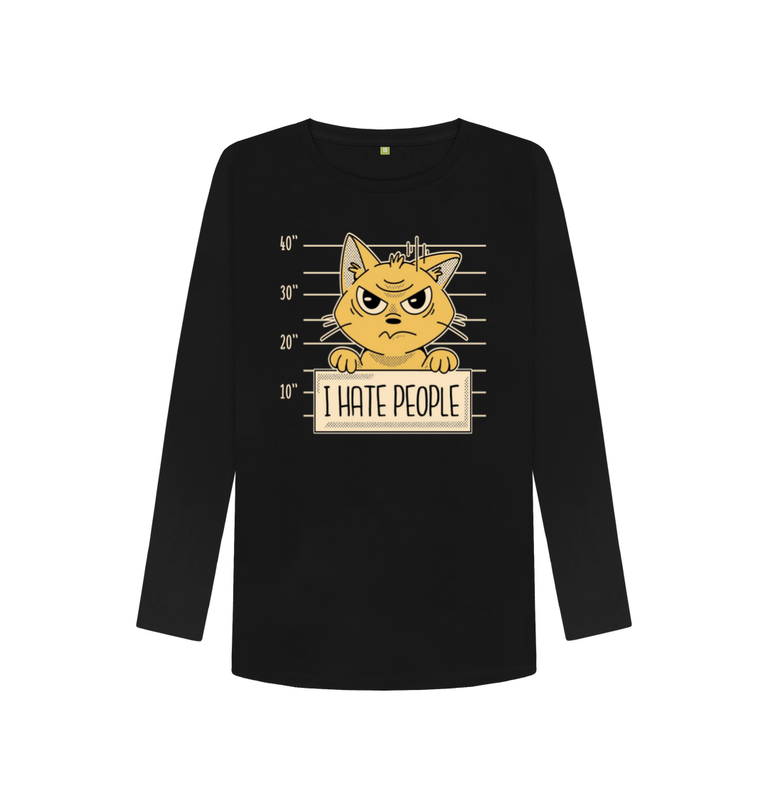 Black Printed Long Sleeve T Shirt Front