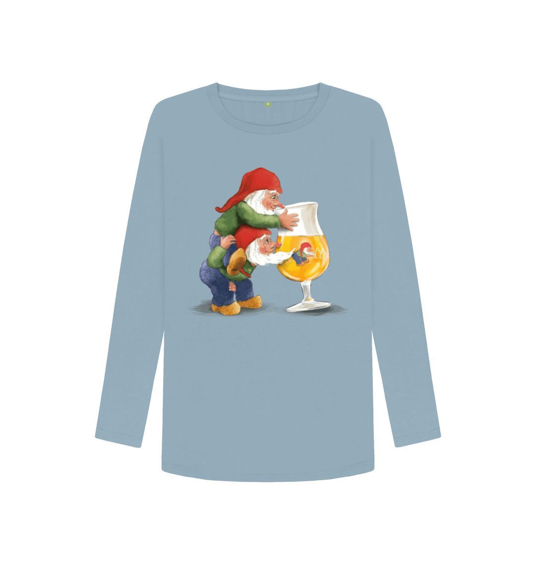 Stone Blue Gnomes Drinking La Chouffe Women's Long Sleeve T-Shirt