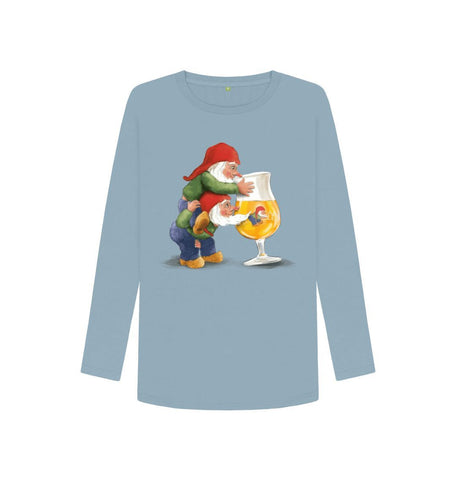 Stone Blue Gnomes Drinking La Chouffe Women's Long Sleeve T-Shirt
