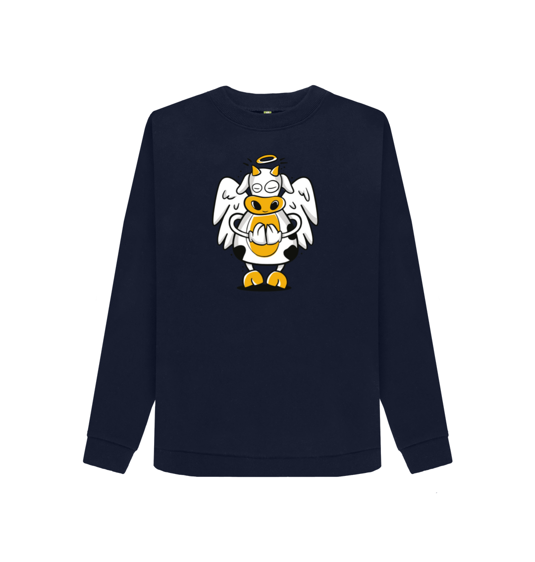 Navy Blue Printed Sweater Front