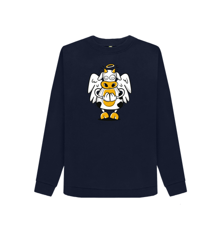 Navy Blue Printed Sweater Front