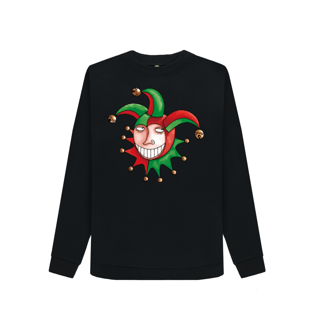 Black Printed Sweater Front