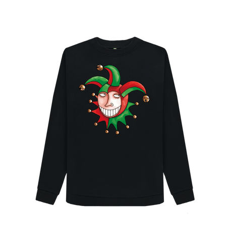 Black Printed Sweater Front
