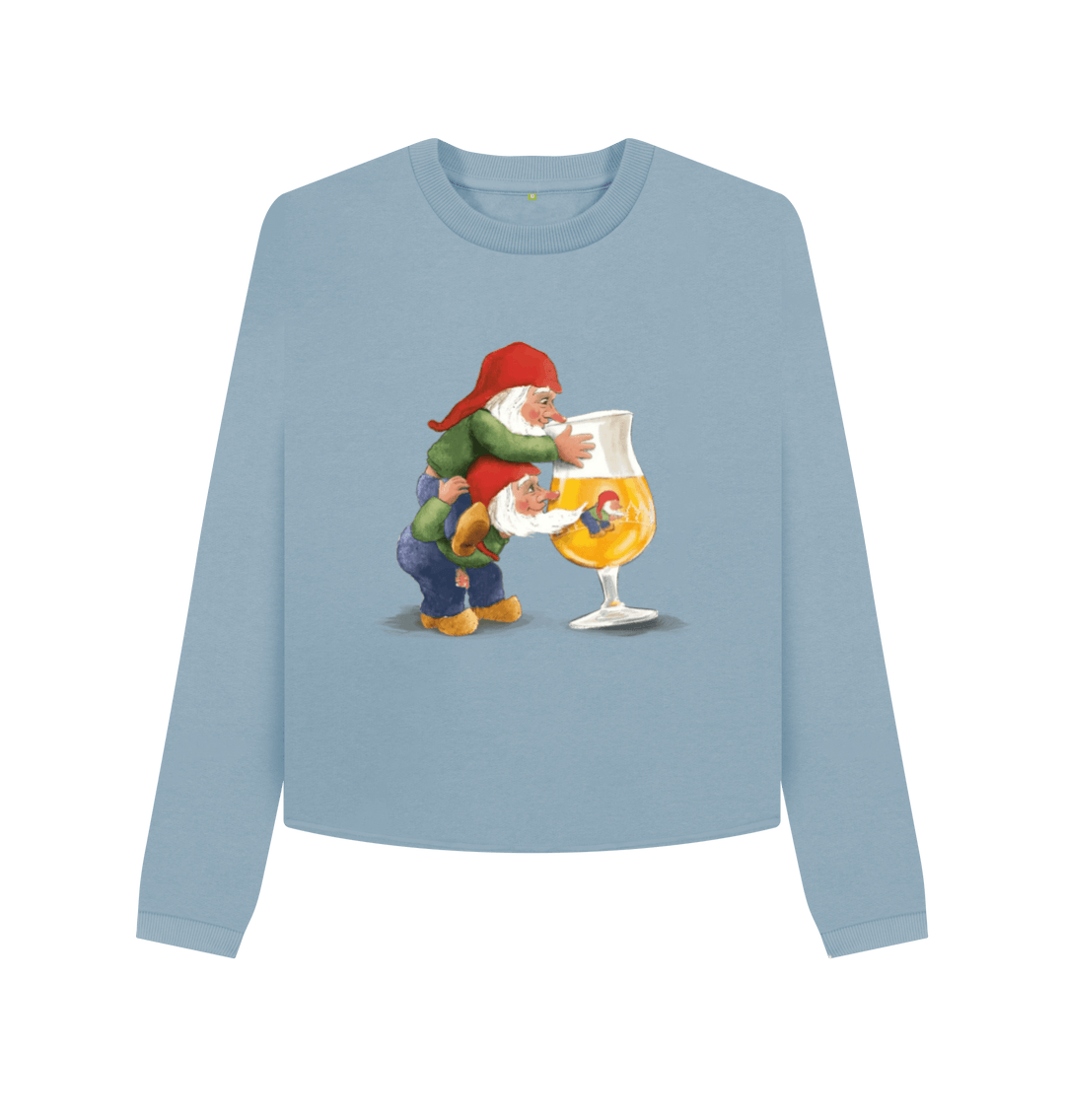 Stone Blue Printed Boxy Jumpers Front