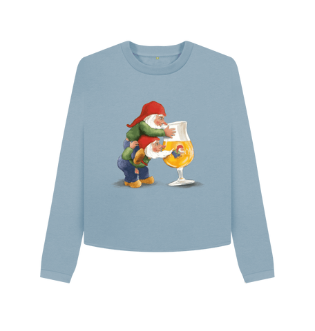 Stone Blue Printed Boxy Jumpers Front