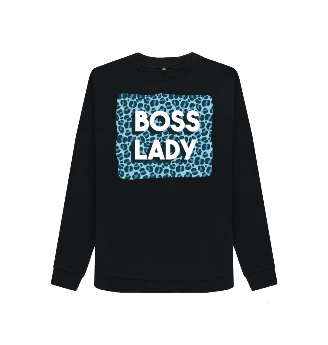 Black Printed Sweater Front