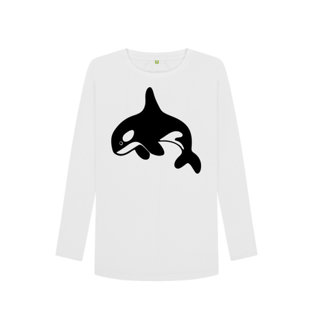 White Printed Long Sleeve T Shirt Front