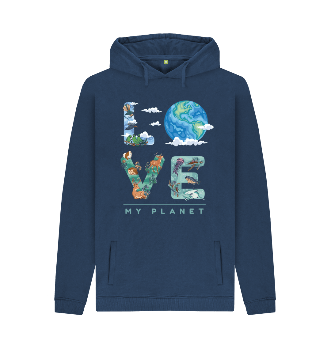 Navy Printed Hoody Front