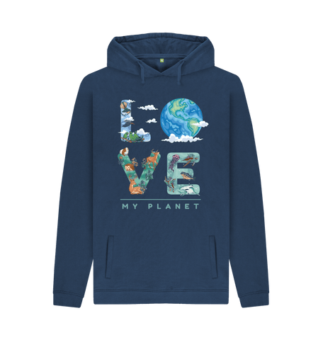 Navy Printed Hoody Front