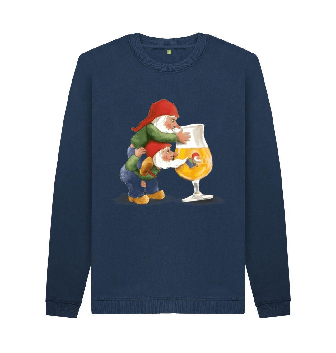 Navy Blue Gnomes Drinking La Chouffe Men's Crew Neck Sweater