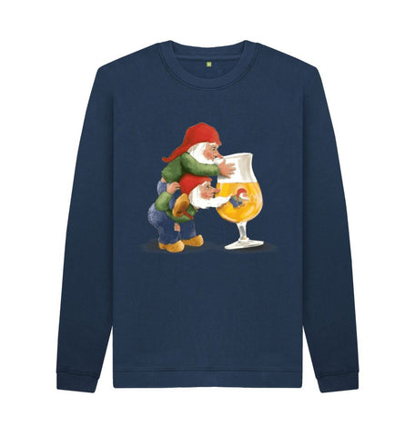 Navy Blue Gnomes Drinking La Chouffe Men's Crew Neck Sweater