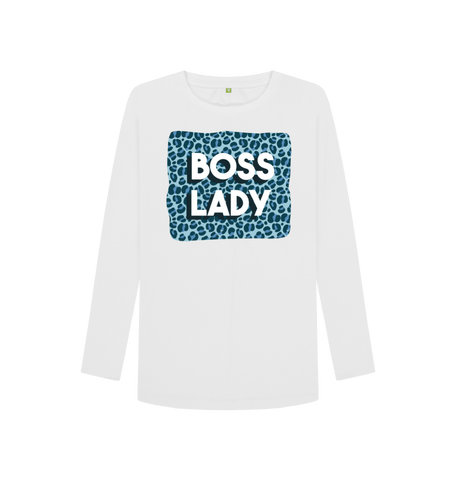 White Printed Long Sleeve T Shirt Front
