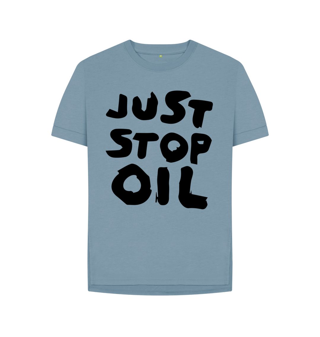 Stone Blue Just Stop Oil x Skull Women's Relaxed Fit Tee