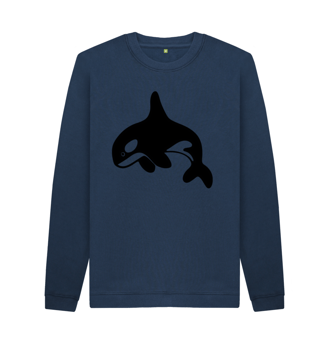 Navy Blue Printed Sweater Front