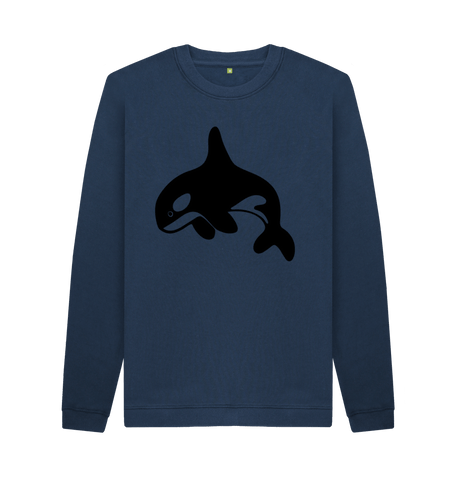 Navy Blue Printed Sweater Front