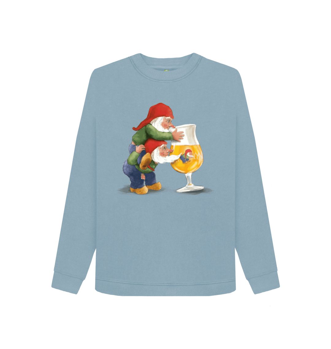 Stone Blue Gnomes Drinking La Chouffe Women's Crewneck Sweater