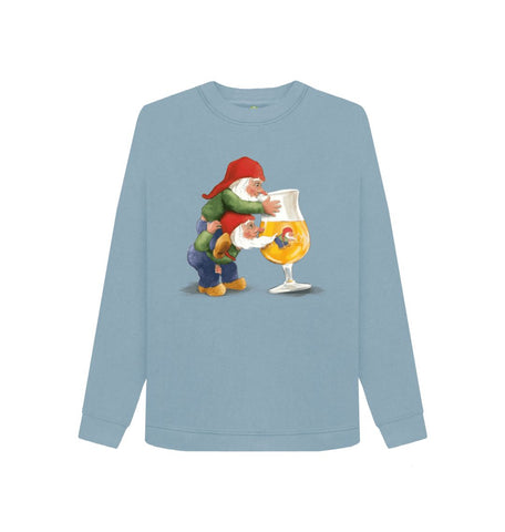 Stone Blue Gnomes Drinking La Chouffe Women's Crewneck Sweater