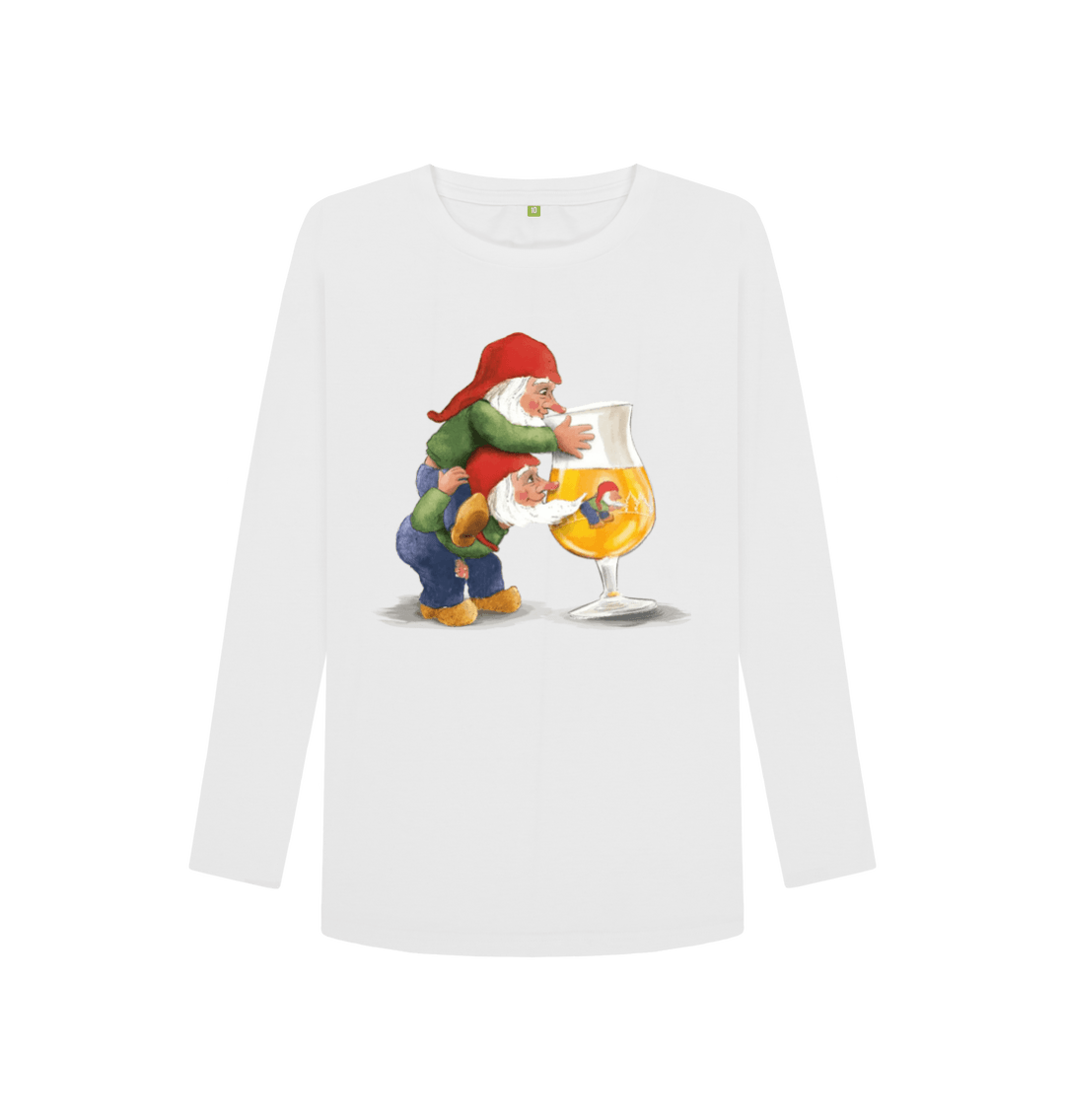 White Printed Long Sleeve T Shirt Front