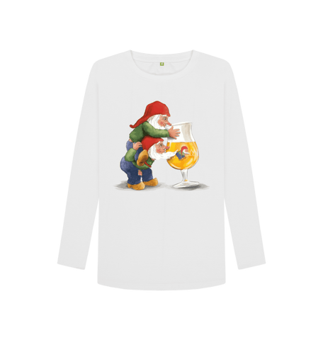 White Printed Long Sleeve T Shirt Front