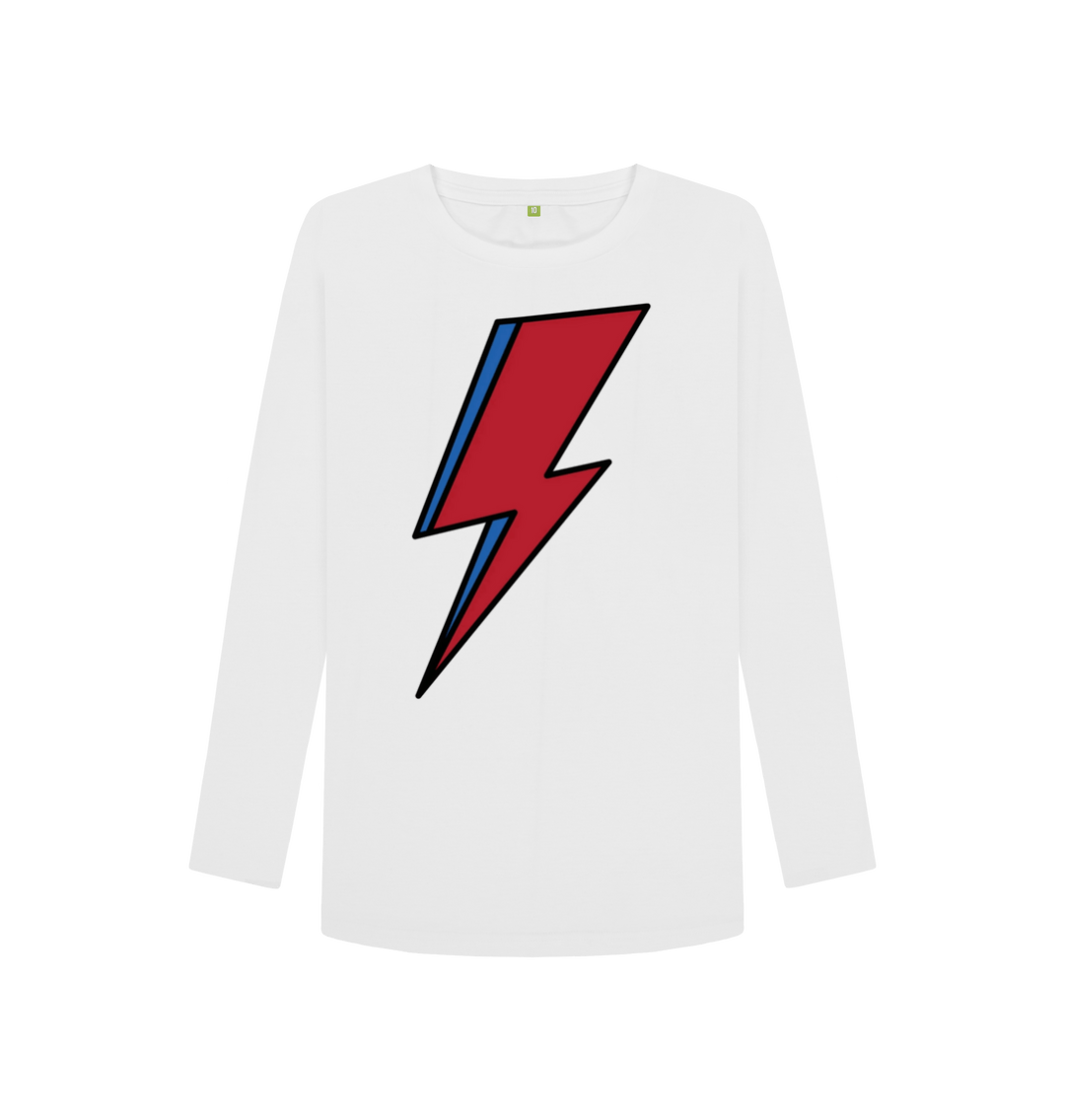 White Printed Long Sleeve T Shirt Front