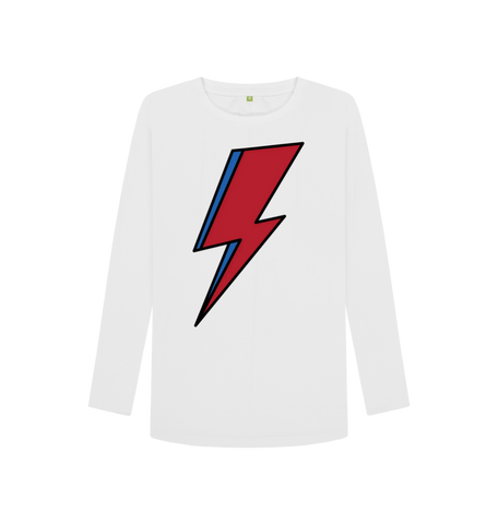 White Printed Long Sleeve T Shirt Front