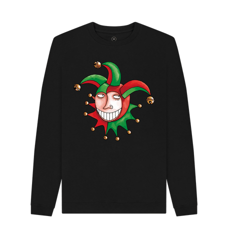 Black Recycled Printed Sweater Front