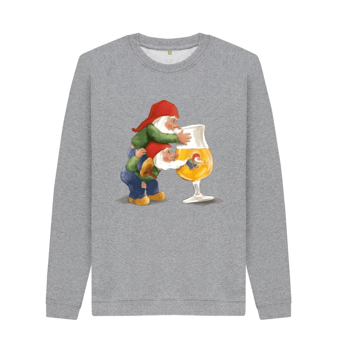 Light Heather Gnomes Drinking La Chouffe Men's Crew Neck Sweater