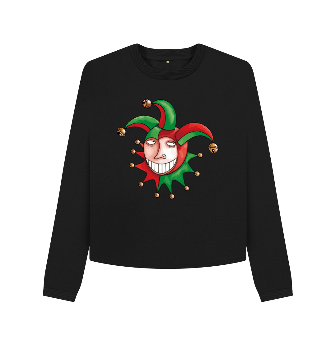 Black Printed Boxy Jumpers Front