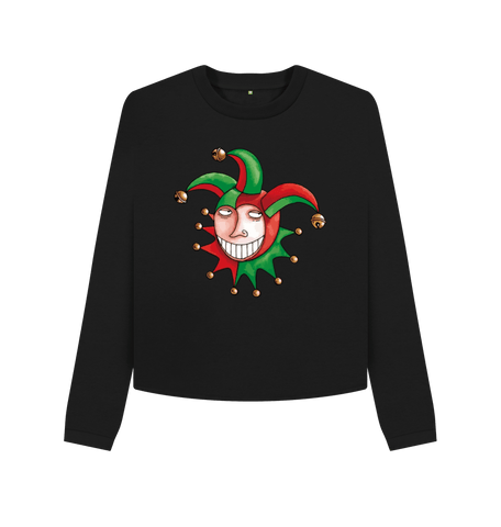 Black Printed Boxy Jumpers Front