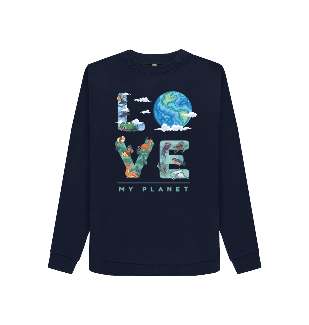 Navy Blue Printed Sweater Front