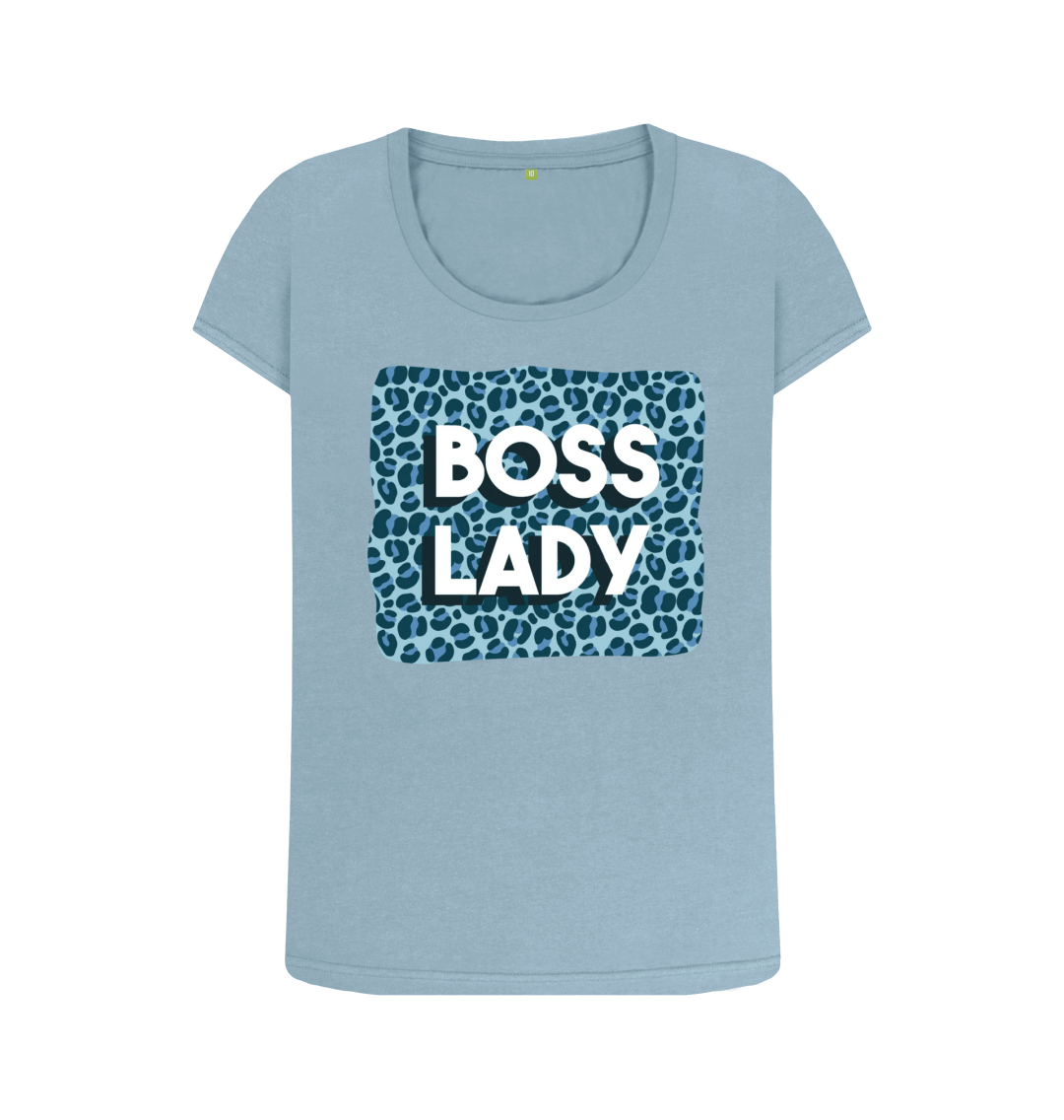 Stone Blue Printed T-shirt Front
