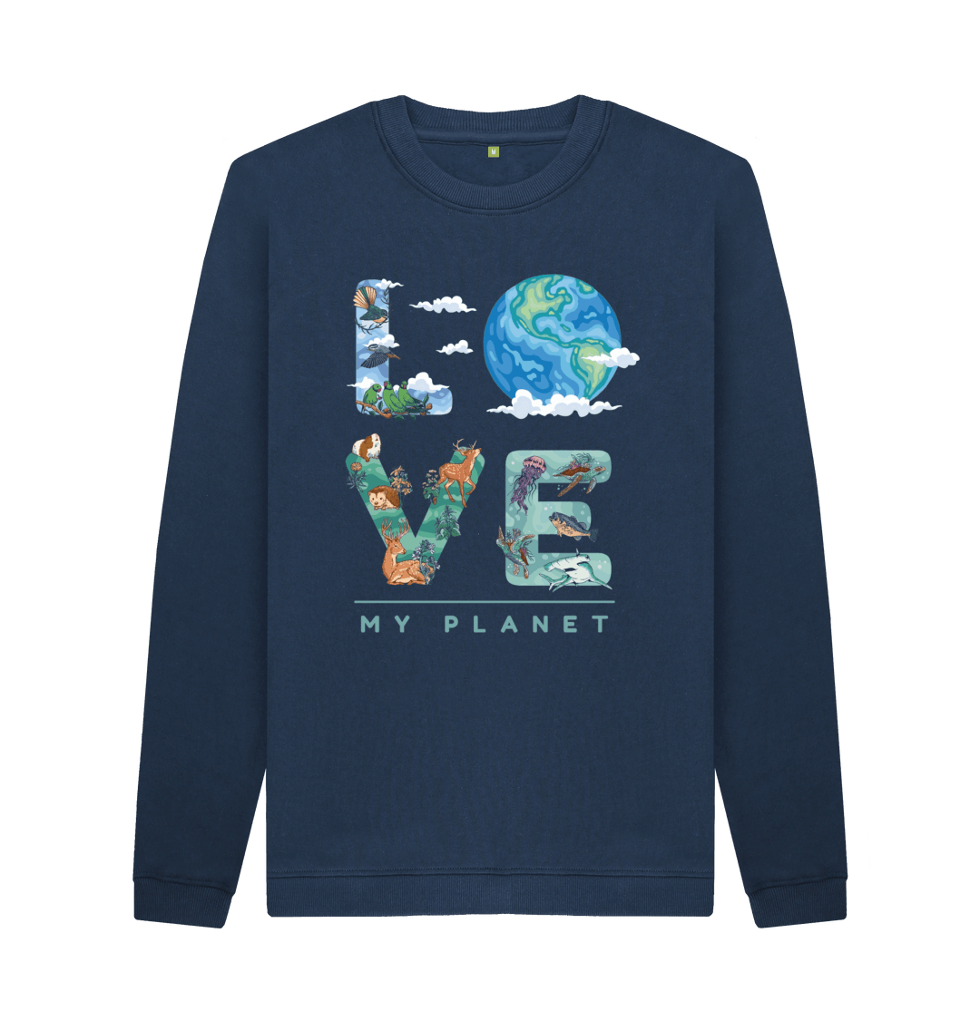 Navy Blue Printed Sweater Front