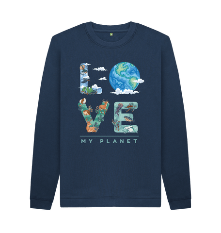 Navy Blue Printed Sweater Front