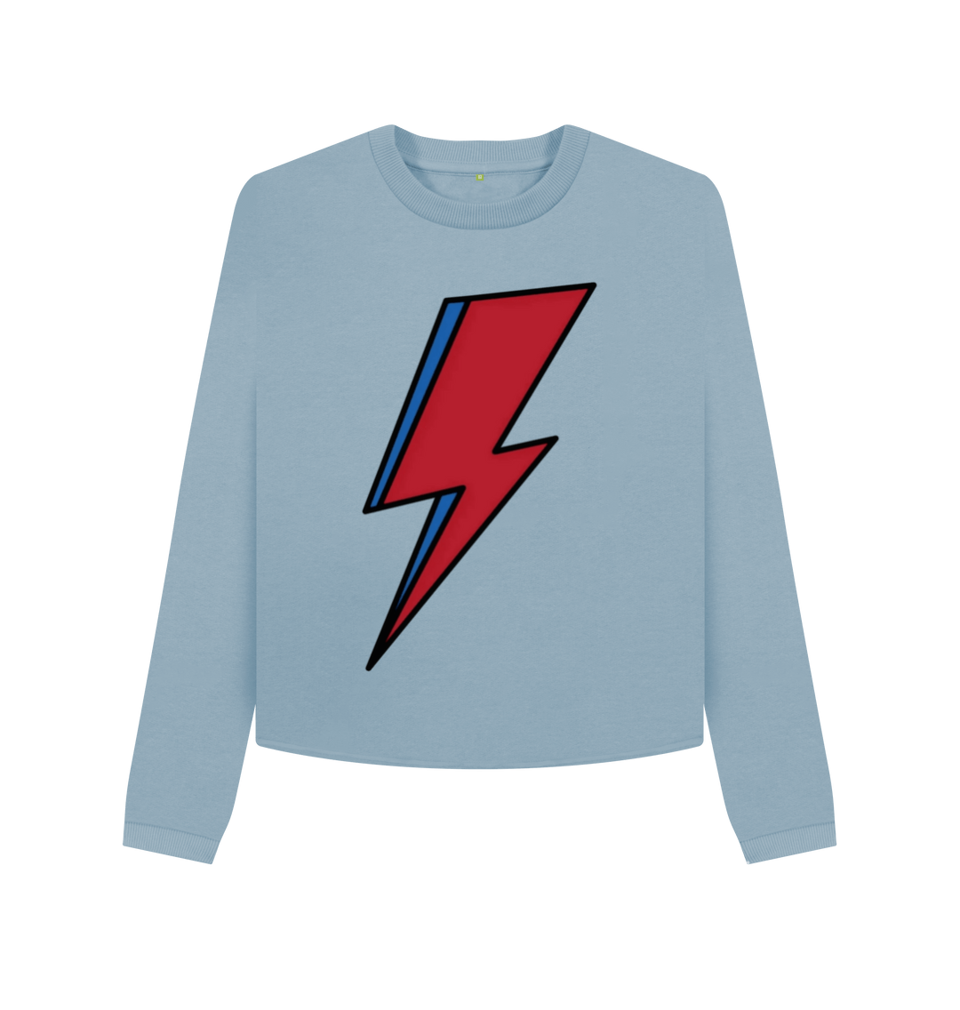 Stone Blue Printed Boxy Jumpers Front