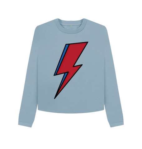 Stone Blue Printed Boxy Jumpers Front