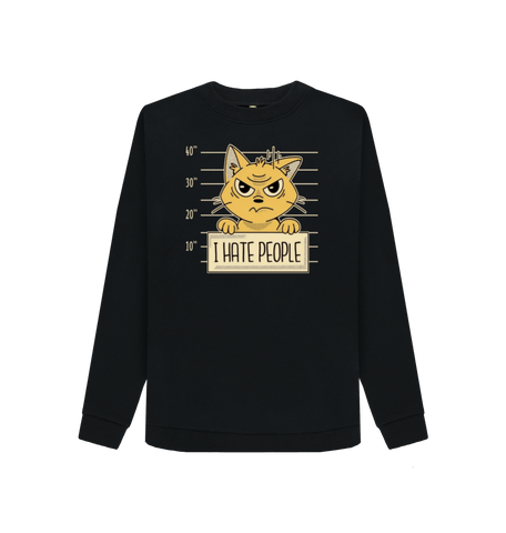 Black Printed Sweater Front