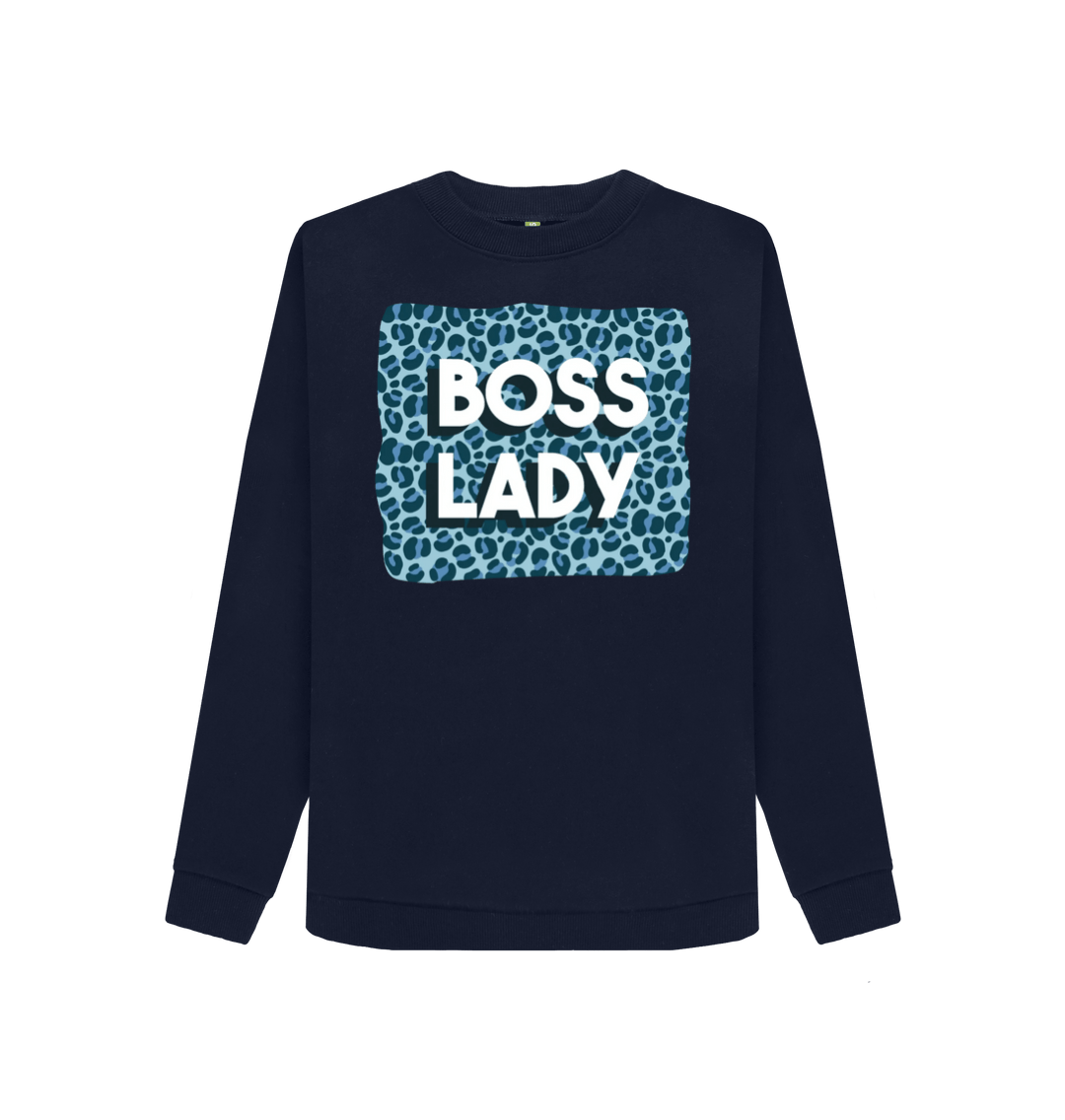 Navy Blue Printed Sweater Front