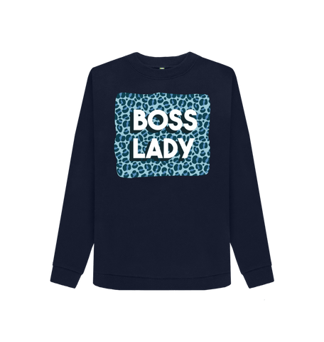 Navy Blue Printed Sweater Front