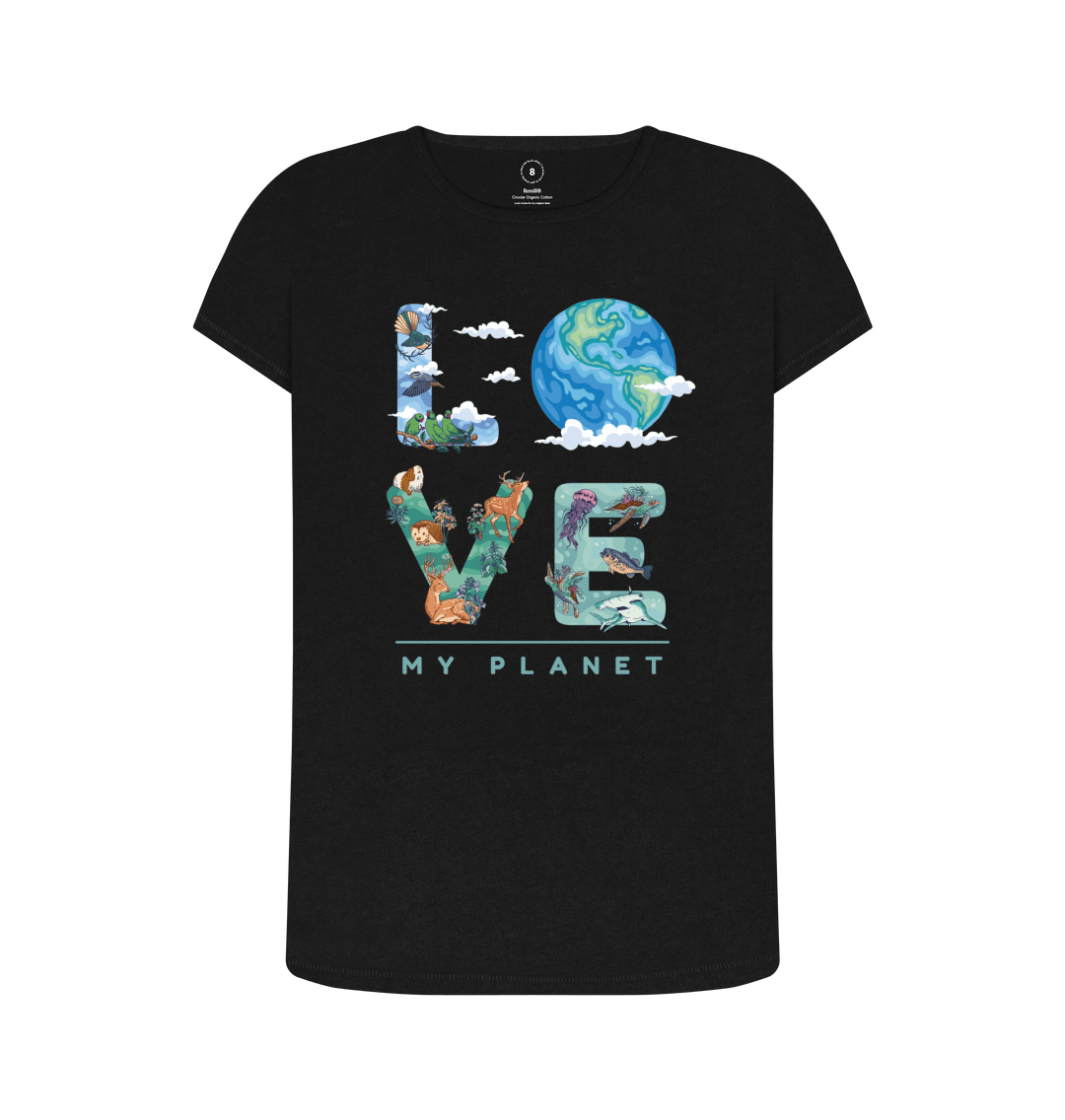 Black Recycled Printed T-Shirt Front