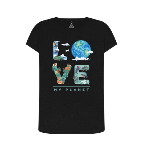Black Recycled Printed T-Shirt Front