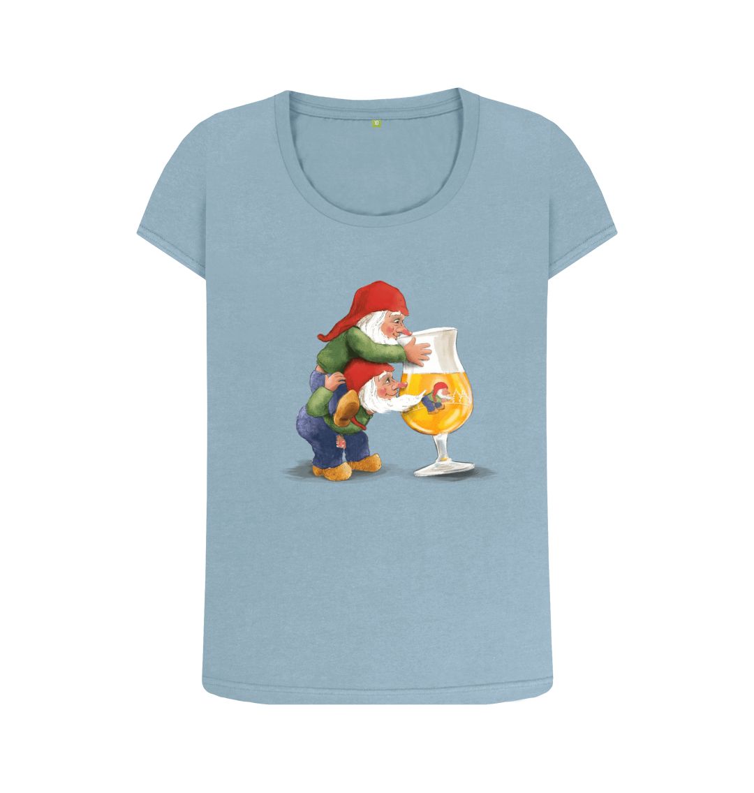 Stone Blue Gnomes Drinking La Chouffe Women's Scoop Neck T-Shirt
