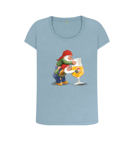 Stone Blue Gnomes Drinking La Chouffe Women's Scoop Neck T-Shirt