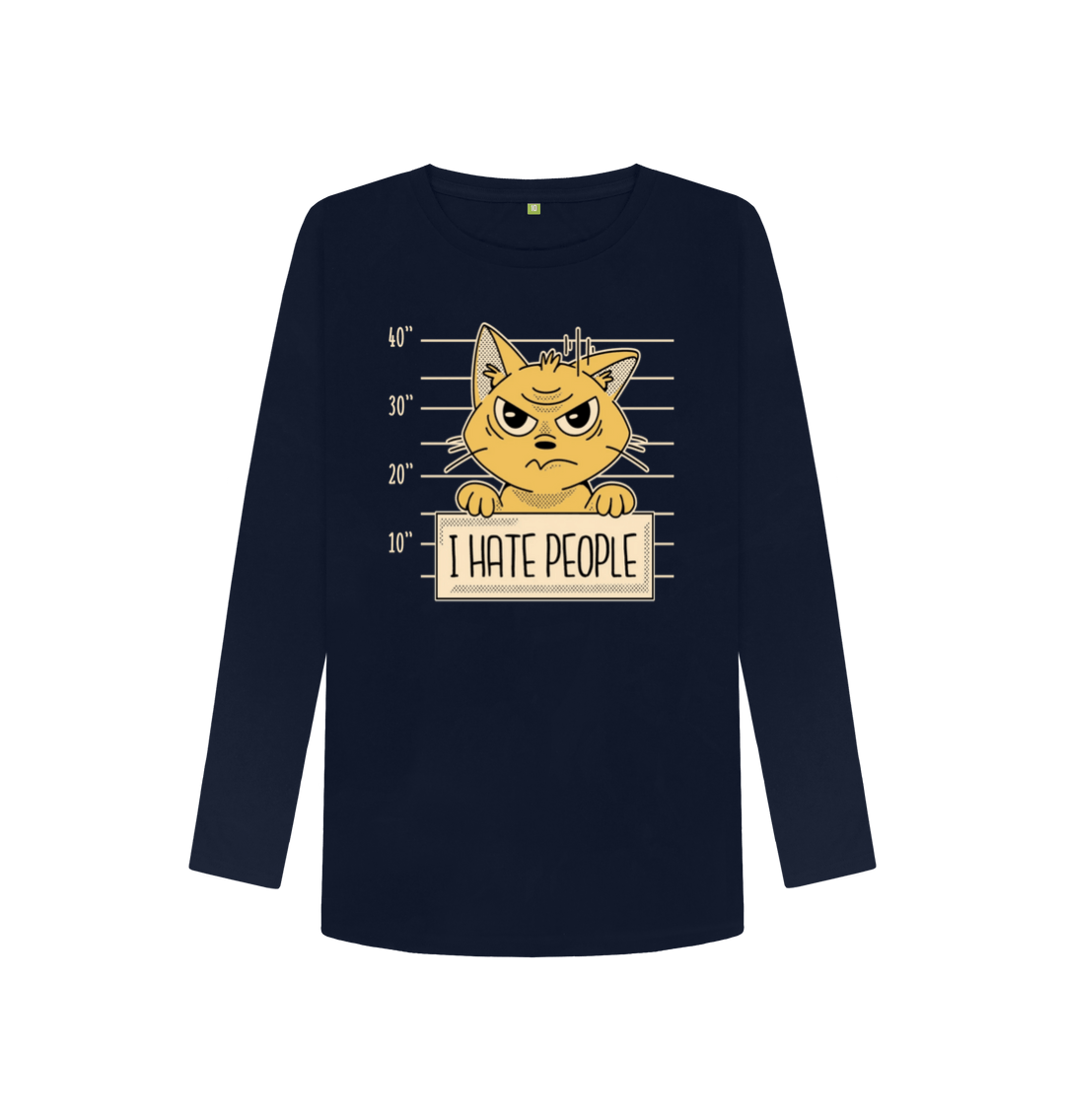 Navy Blue Printed Long Sleeve T Shirt Front
